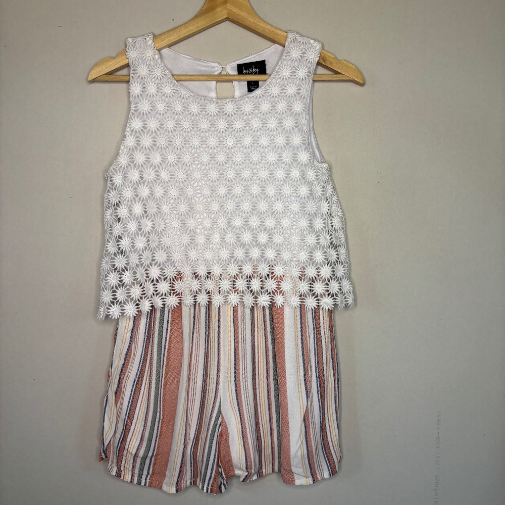 By By Girl Girls Multicolor Lace Romper Size Large